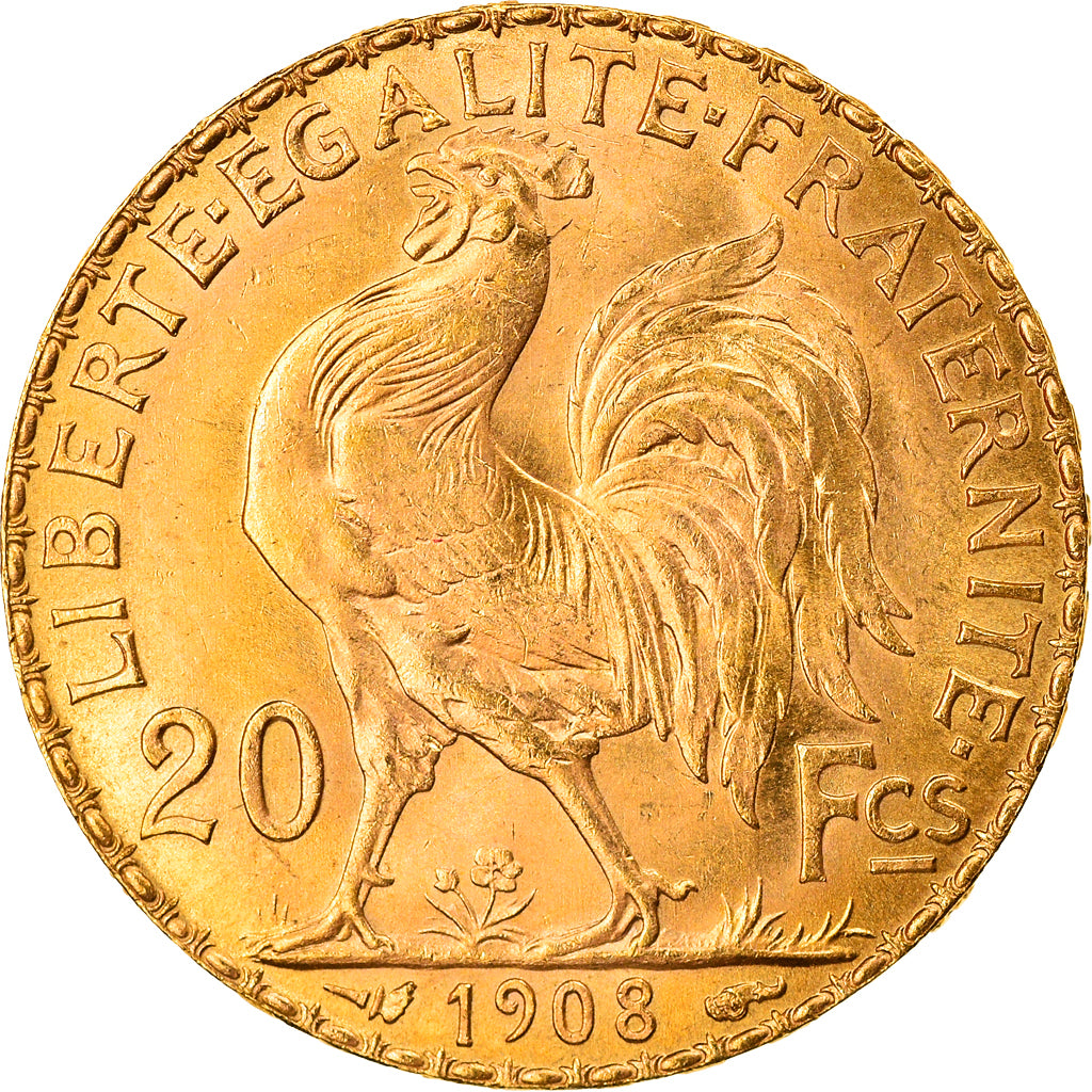 Coin, France, Marianne, 20 Francs, 1908, Paris, MS(63), Gold, KM:857