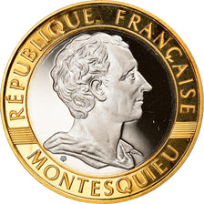Moeda, França, Montesquieu, 10 Francs, 1989, MS(65-70), Dourado, Gadoury:828