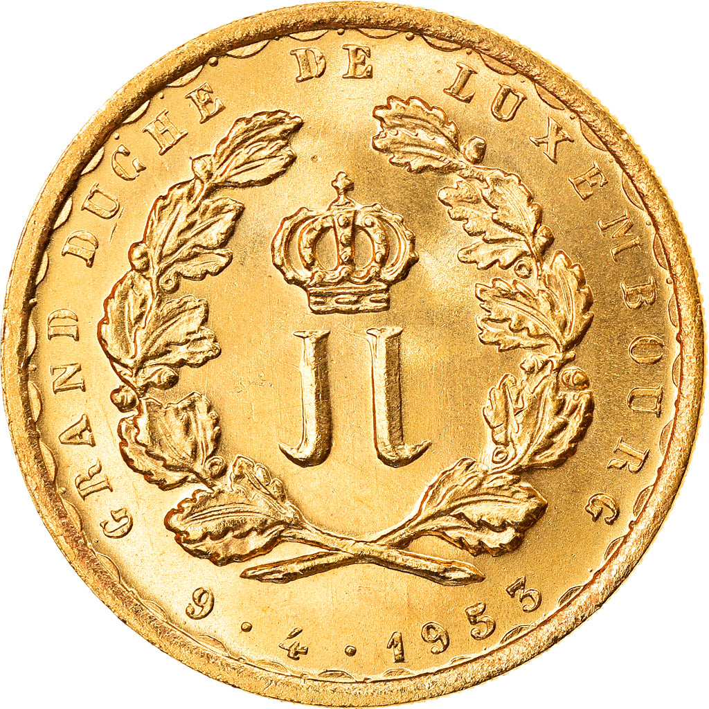 Coin, Luxembourg, 20 Francs, 1953, Brussels, MS(63), Gold, KM:M1