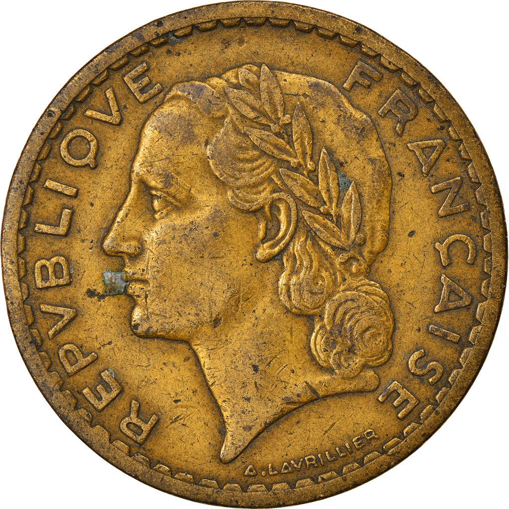Moneta, Francia, Lavrillier, 5 Francs, 1945, Paris, MB, Alluminio-bronzo