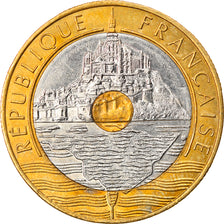 Coin, France, Mont Saint Michel, 20 Francs, 1992, AU(55-58), Tri-Metallic