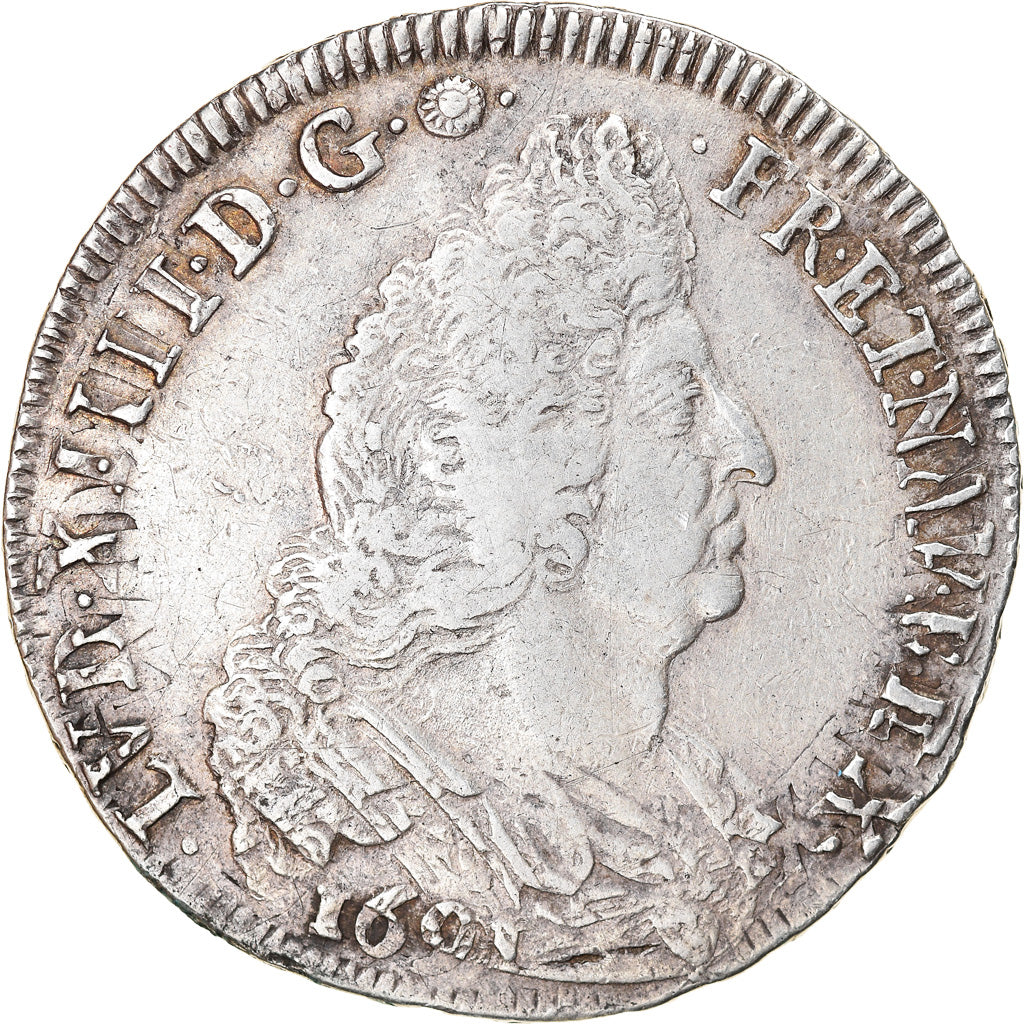 Munten, Frankrijk, Louis XIV, Écu aux palmes, Ecu, Nantes, ZF+, Zilver