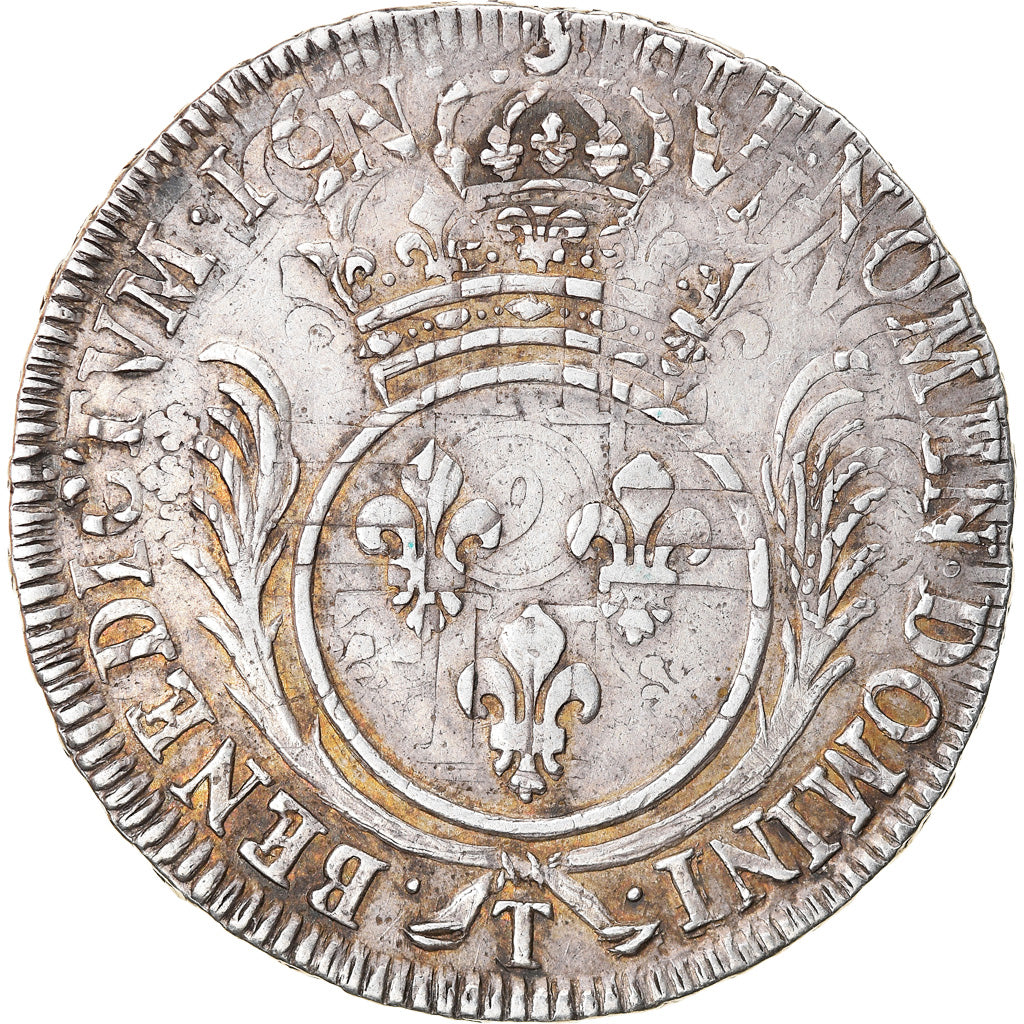 Munten, Frankrijk, Louis XIV, Écu aux palmes, Ecu, Nantes, ZF+, Zilver