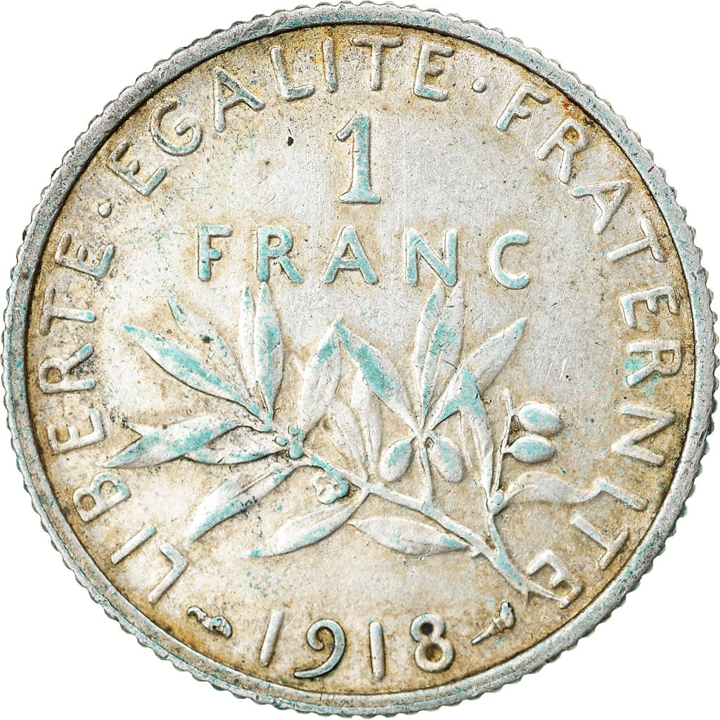 Monnaie, France, Semeuse, Franc, 1918, Paris, TB+, Argent, Gadoury:467, KM:844.1