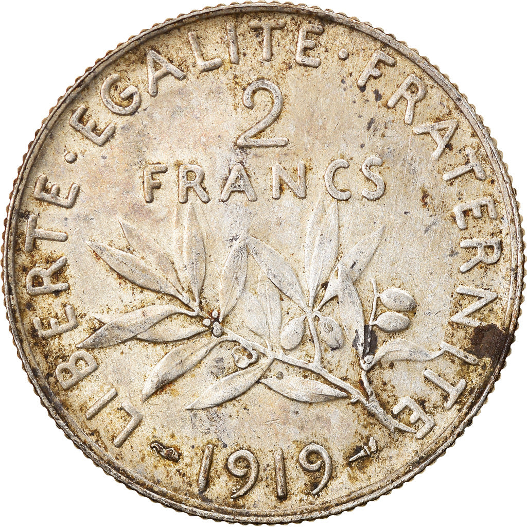 Monnaie, France, Semeuse, 2 Francs, 1919, Paris, TB+, Argent, KM:845.1