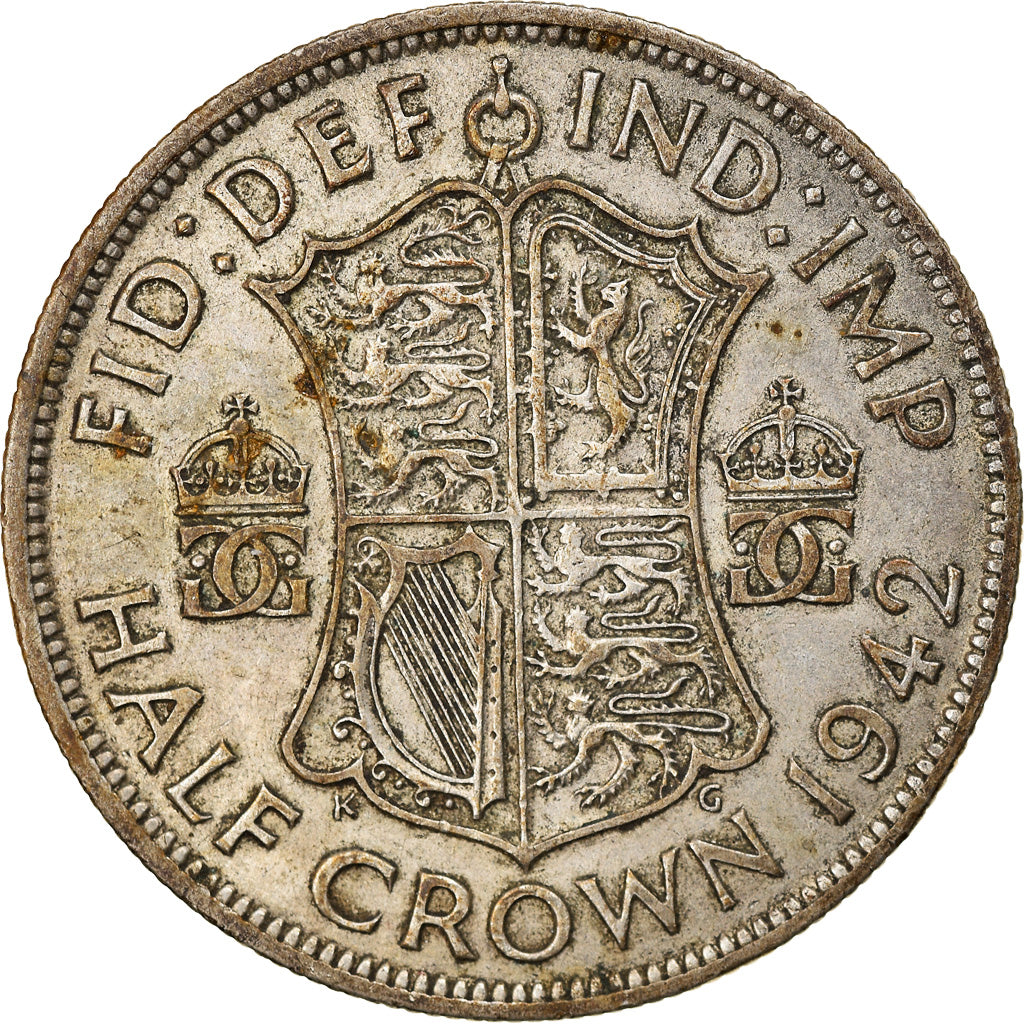 Coin, Great Britain, George VI, 1/2 Crown, 1942, VF(30-35), Silver, KM:856