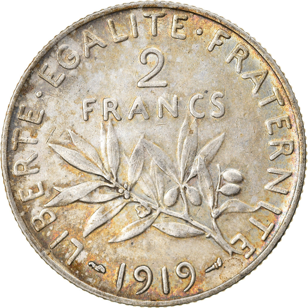 Coin, France, Semeuse, 2 Francs, 1919, Paris, EF(40-45), Silver, KM:845.1