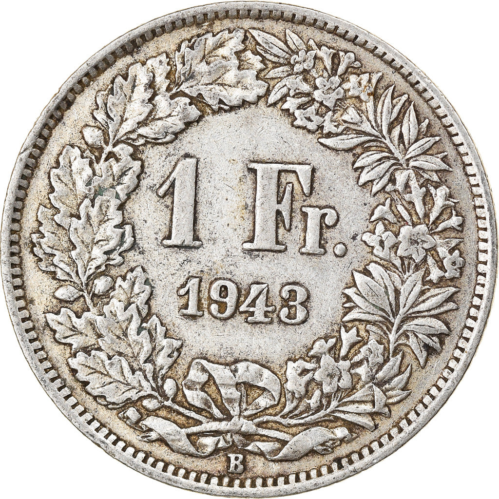 Coin, Switzerland, Franc, 1943, Bern, EF(40-45), Silver, KM:24