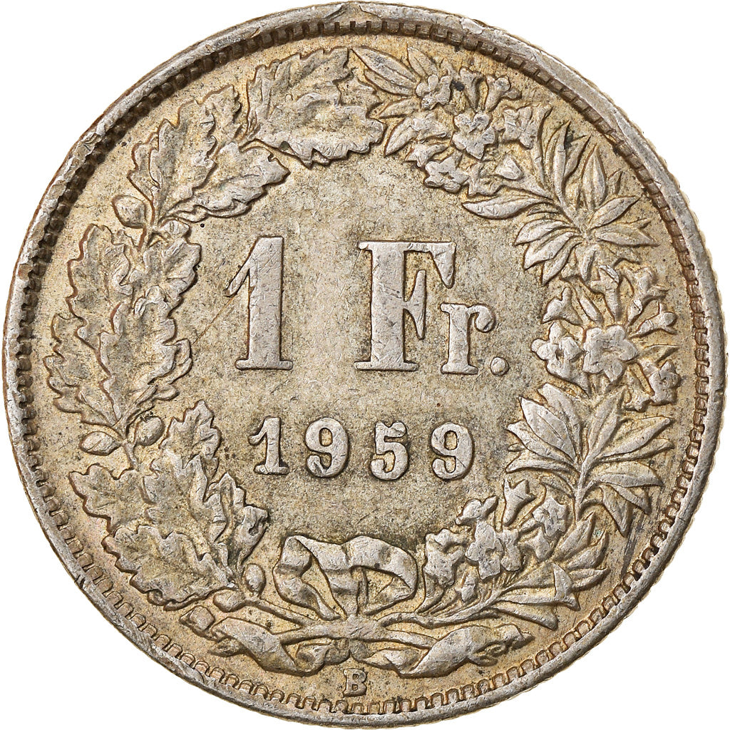 Coin, Switzerland, Franc, 1959, Bern, EF(40-45), Silver, KM:24