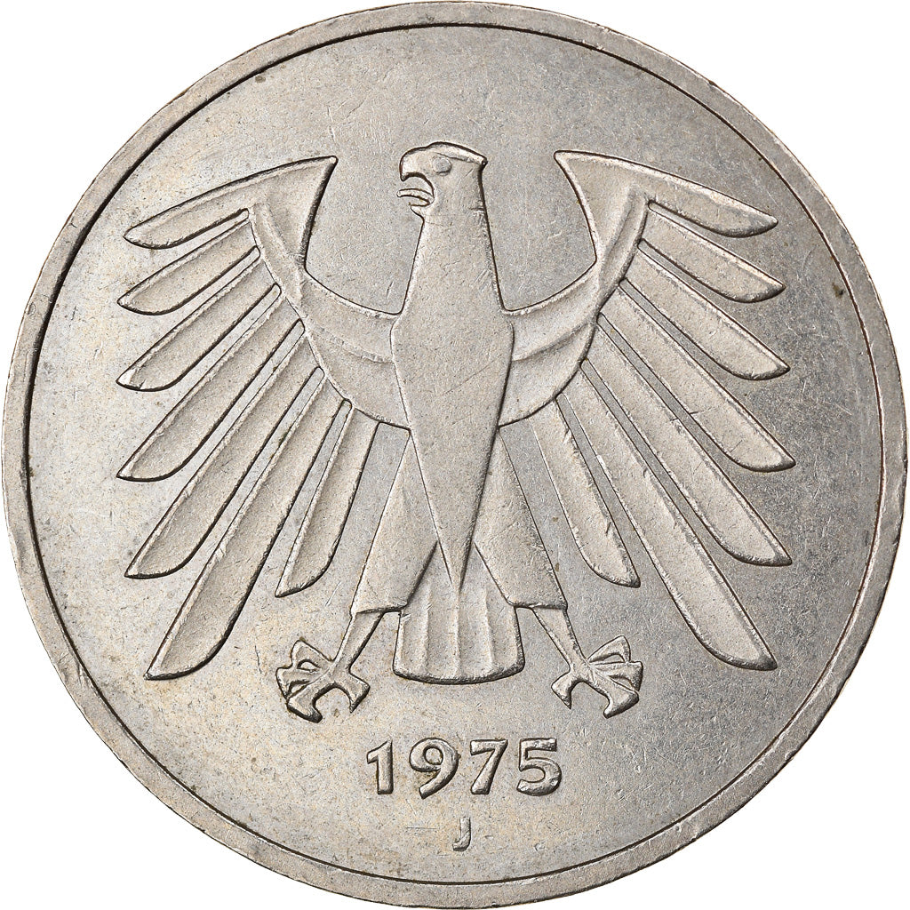 Coin, GERMANY - FEDERAL REPUBLIC, 5 Mark, 1975, Hambourg, AU(55-58)