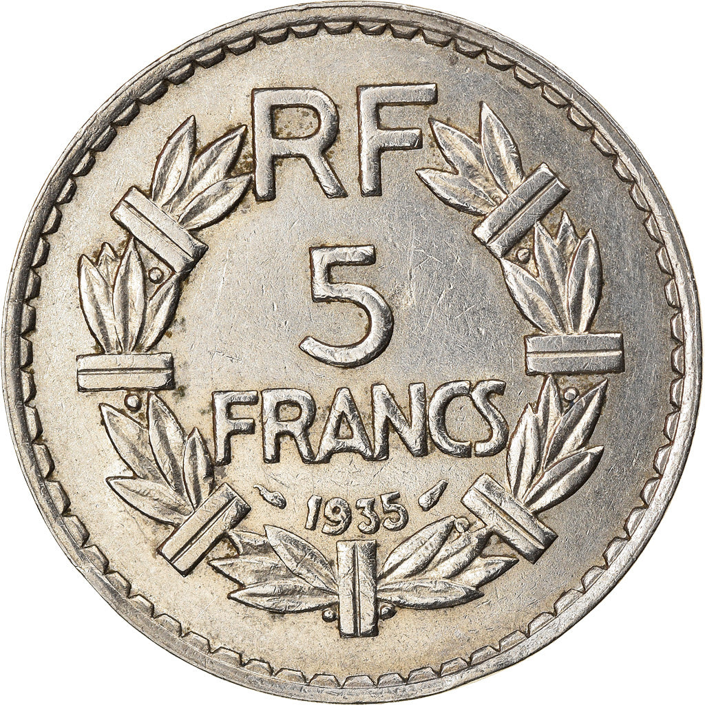 Moneda, Francia, Lavrillier, 5 Francs, 1935, Paris, EBC, Níquel, KM:888
