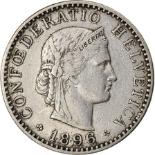 Coin, Switzerland, 20 Rappen, 1896, Bern, EF(40-45), Nickel, KM:29