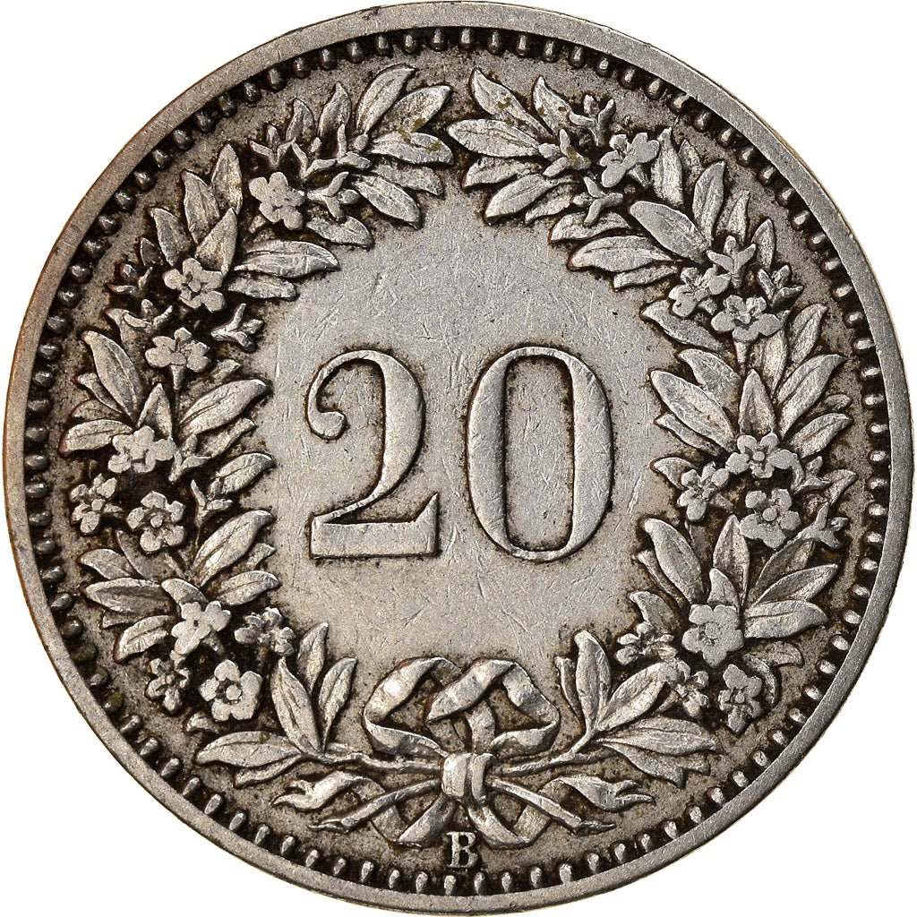 Coin, Switzerland, 20 Rappen, 1896, Bern, EF(40-45), Nickel, KM:29