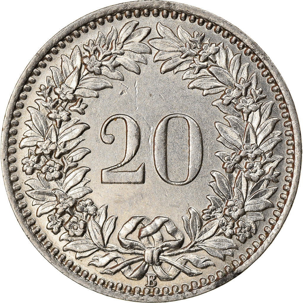 Coin, Switzerland, 20 Rappen, 1891, Bern, EF(40-45), Nickel, KM:29