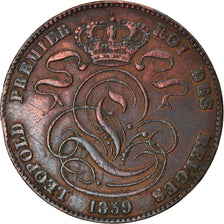 BELGIUM, 5 Centimes, 1859, KM #5.1, VF(30-35), Copper, 28.3, 9.84
