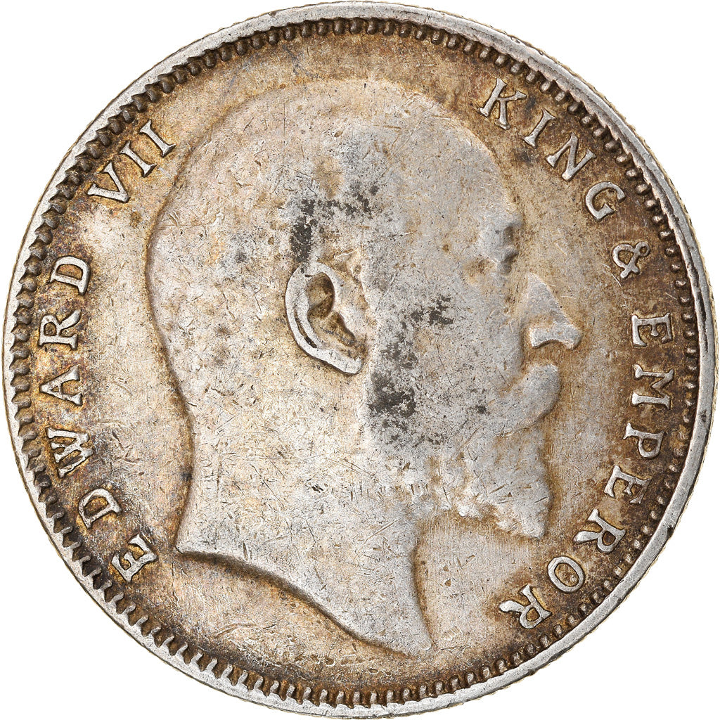 Coin, INDIA-BRITISH, Edward VII, 1/2 Rupee, 1907, Bombay, VF(30-35), Silver