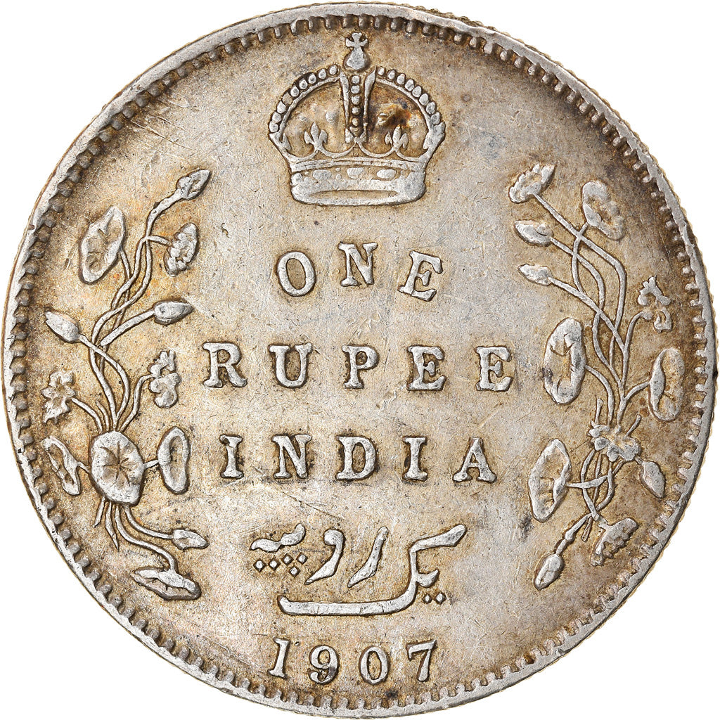Coin, INDIA-BRITISH, Edward VII, 1/2 Rupee, 1907, Bombay, VF(30-35), Silver