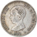 Moneda, España, Alfonso XIII, 5 Pesetas, 1891, BC+, Plata, KM:689