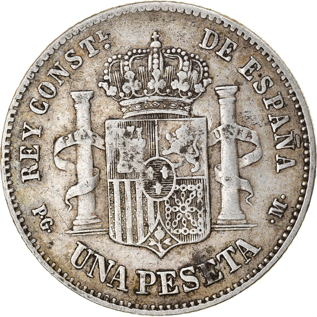 Moneda, España, Alfonso XIII, 5 Pesetas, 1891, BC+, Plata, KM:689