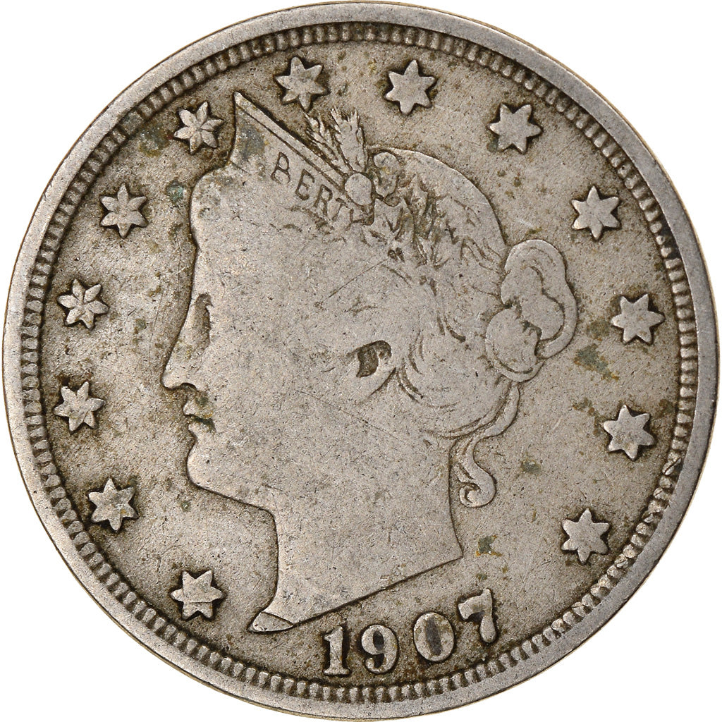 Moneda, Estados Unidos, Liberty Nickel, 5 Cents, 1907, U.S. Mint, Philadelphia