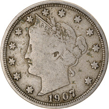 Moneda, Estados Unidos, Liberty Nickel, 5 Cents, 1907, U.S. Mint, Philadelphia
