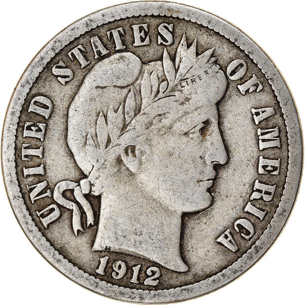 Coin, United States, Barber Dime, Dime, 1912, U.S. Mint, Philadelphia