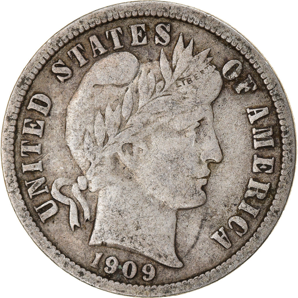 Coin, United States, Barber Dime, Dime, 1909, U.S. Mint, Philadelphia