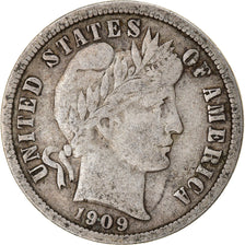 Coin, United States, Barber Dime, Dime, 1909, U.S. Mint, Philadelphia