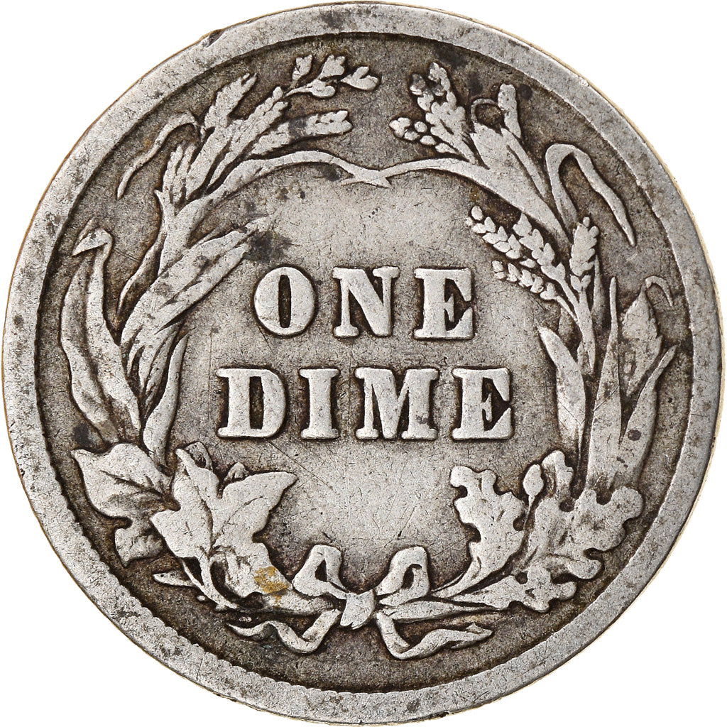 Monnaie, États-Unis, Barber Dime, Dime, 1907, U.S. Mint, Philadelphie, TB+