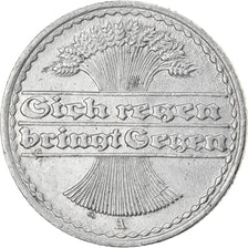 Moneta, NIEMCY, REP. WEIMARSKA, 50 Pfennig, 1919, Berlin, AU(55-58), Aluminium