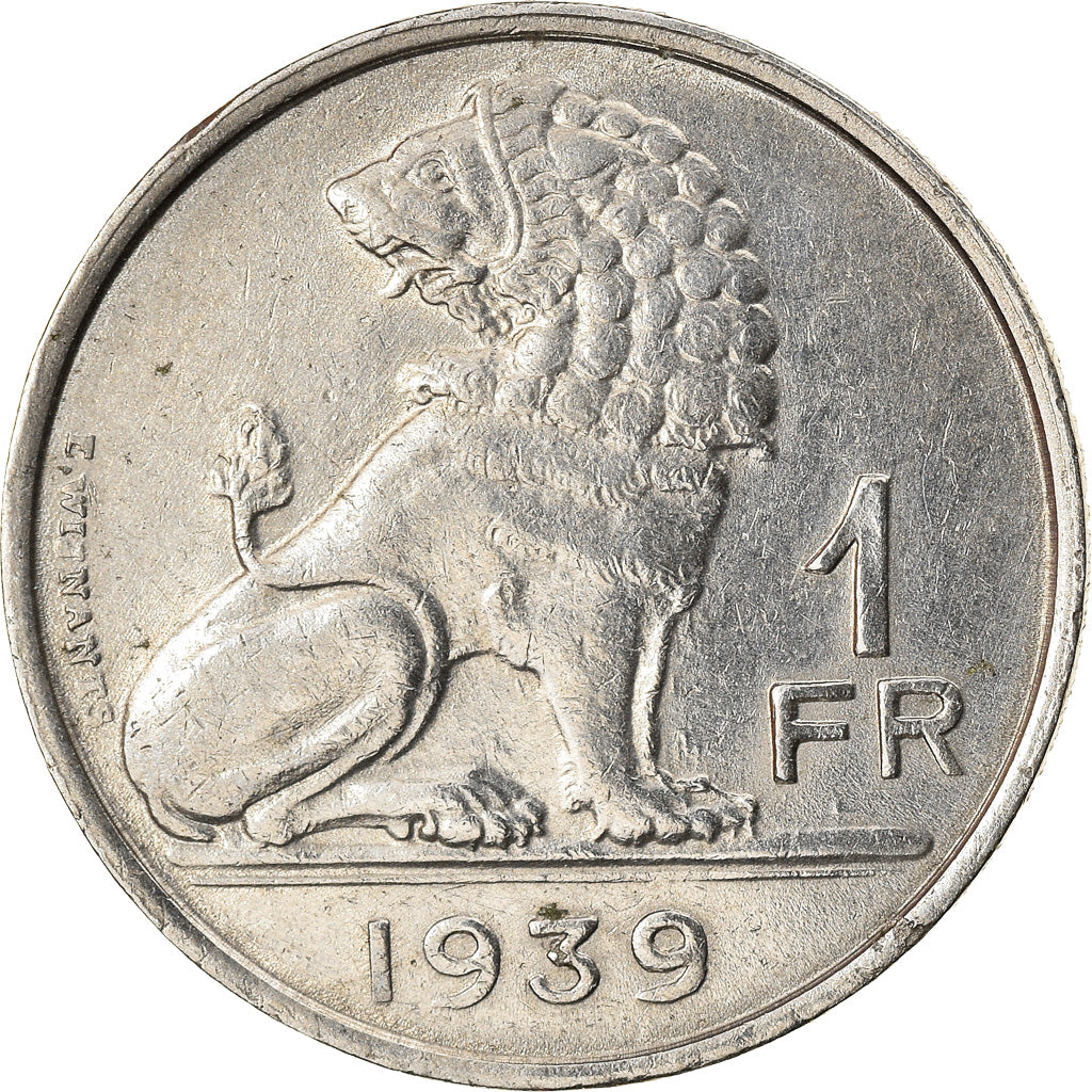 Coin, Belgium, Franc, 1939, AU(55-58), Copper-Tin, KM:Pn412