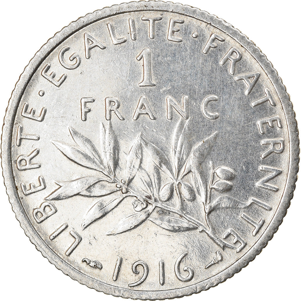 Moneta, Francja, Semeuse, Franc, 1916, Paris, MS(63), Srebro, KM:844.1