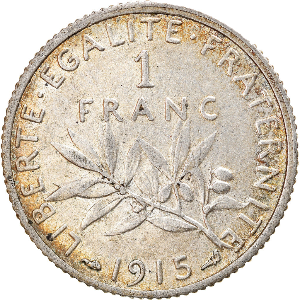 Coin, France, Semeuse, Franc, 1915, Paris, EF(40-45), Silver, KM:844.1