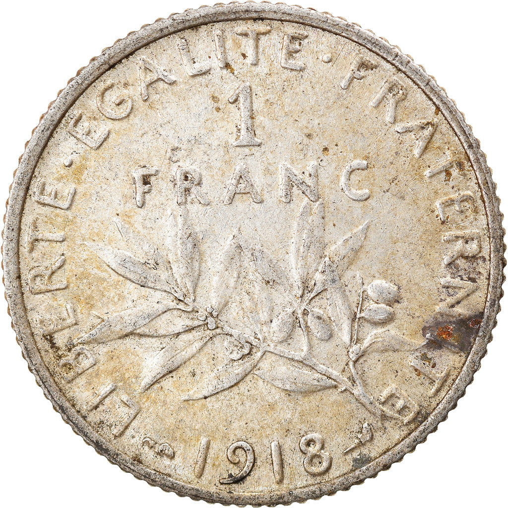 Coin, France, Semeuse, Franc, 1918, Paris, VF(30-35), Silver, KM:844.1