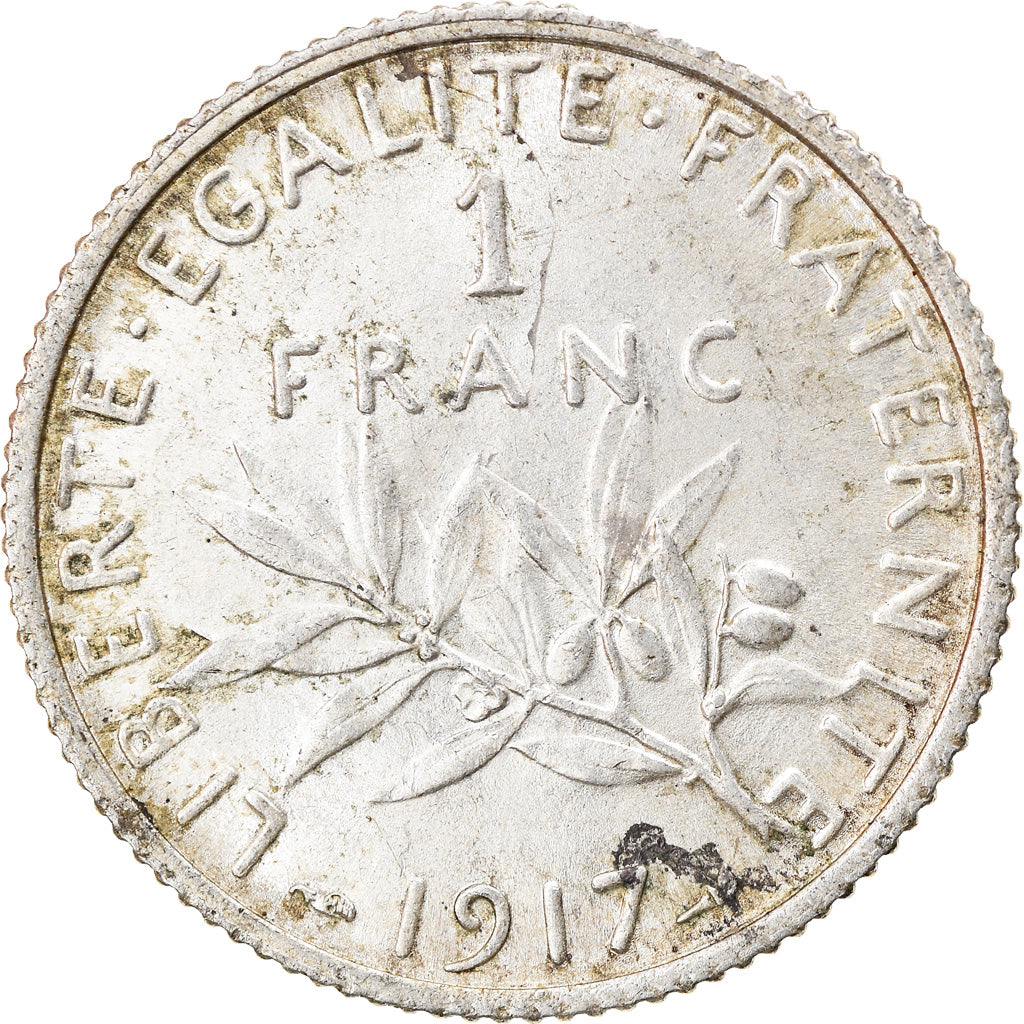 Coin, France, Semeuse, Franc, 1917, Paris, EF(40-45), Silver, KM:844.1