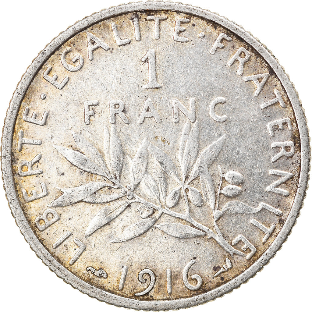 Coin, France, Semeuse, Franc, 1916, Paris, EF(40-45), Silver, KM:844.1