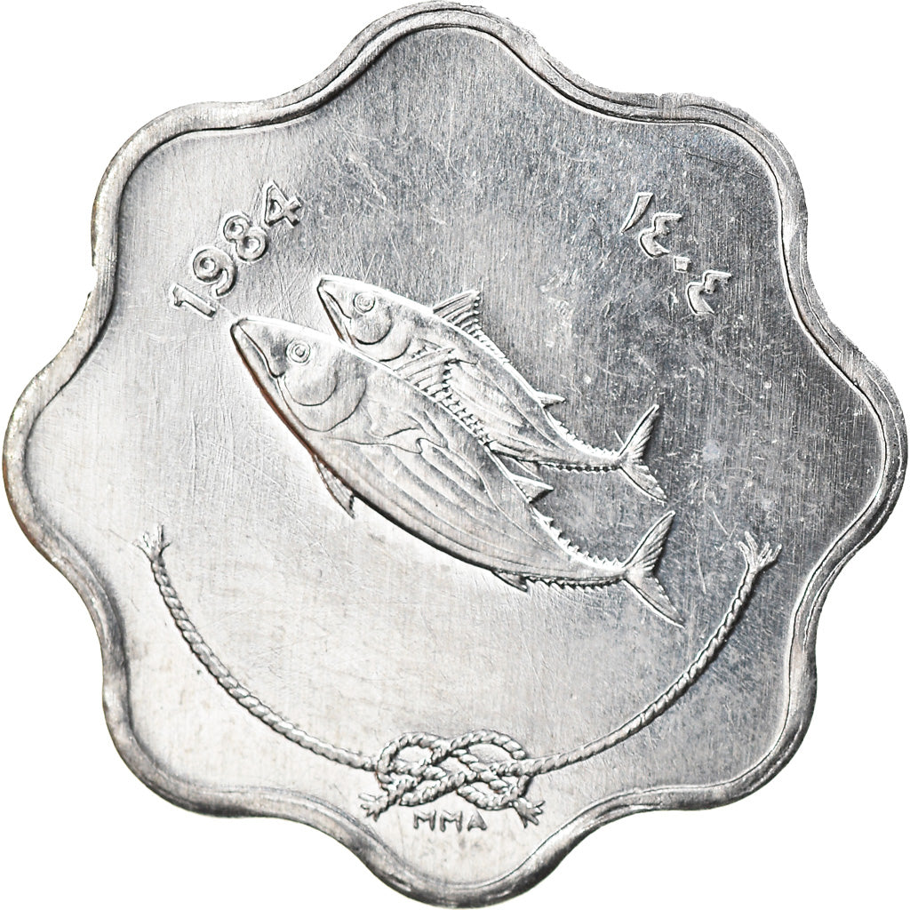 Coin, MALDIVE ISLANDS, 5 Laari, 1984, MS(63), Aluminum, KM:69