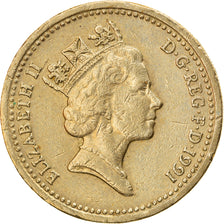Moneta, Wielka Brytania, Elizabeth II, Pound, 1991, VF(30-35), Mosiądz niklowy