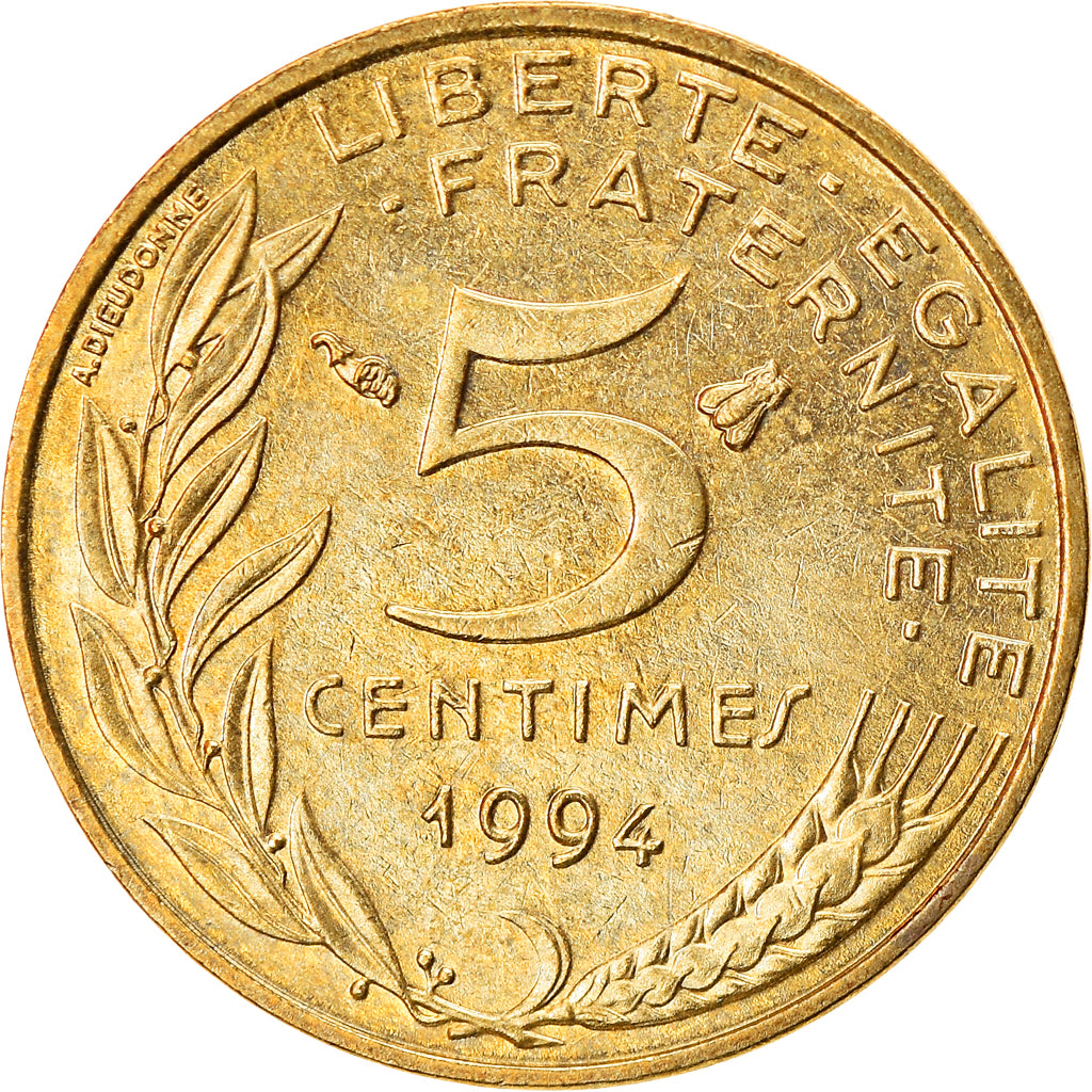 Coin, France, Marianne, 5 Centimes, 1994, Paris, AU(50-53), Aluminum-Bronze