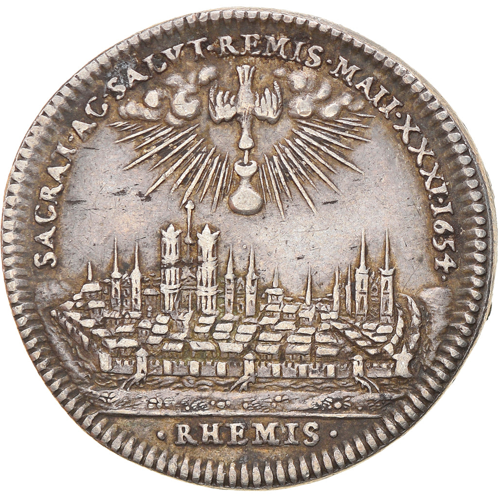 France, Token, Louis XIV, Sacre à Reims, 1654, AU(55-58), Silver