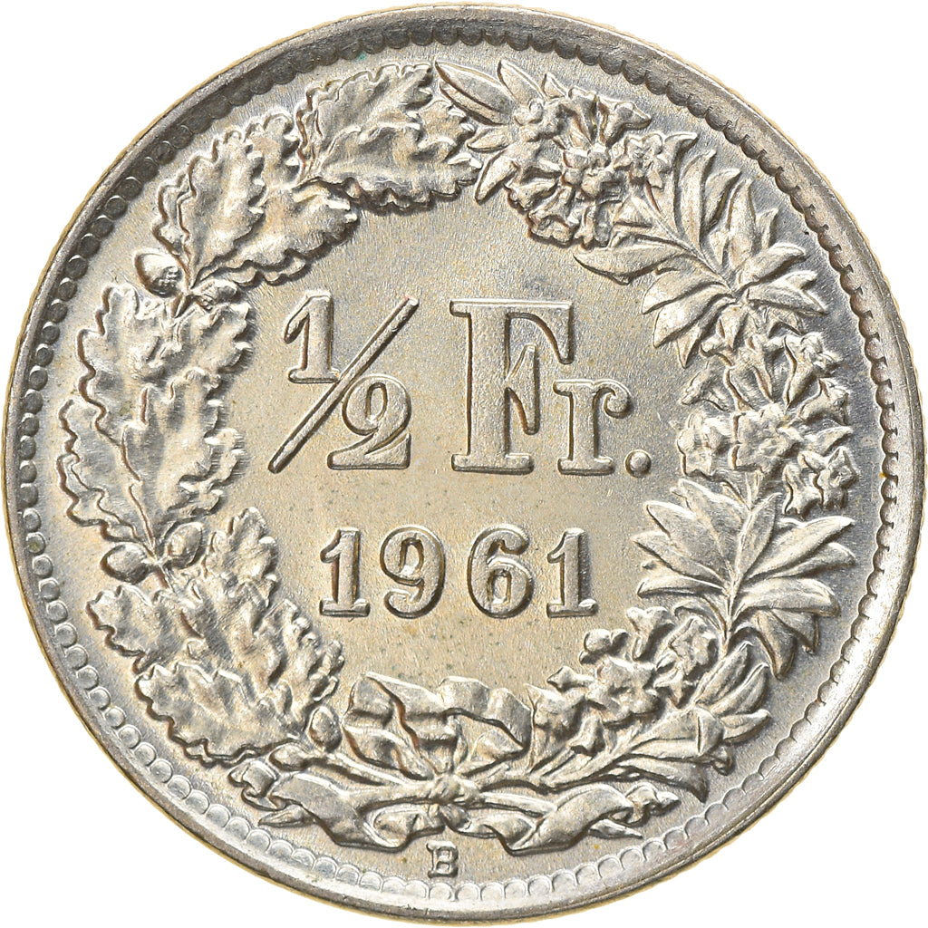 Coin, Switzerland, 1/2 Franc, 1961, Bern, MS(63), Silver, KM:23