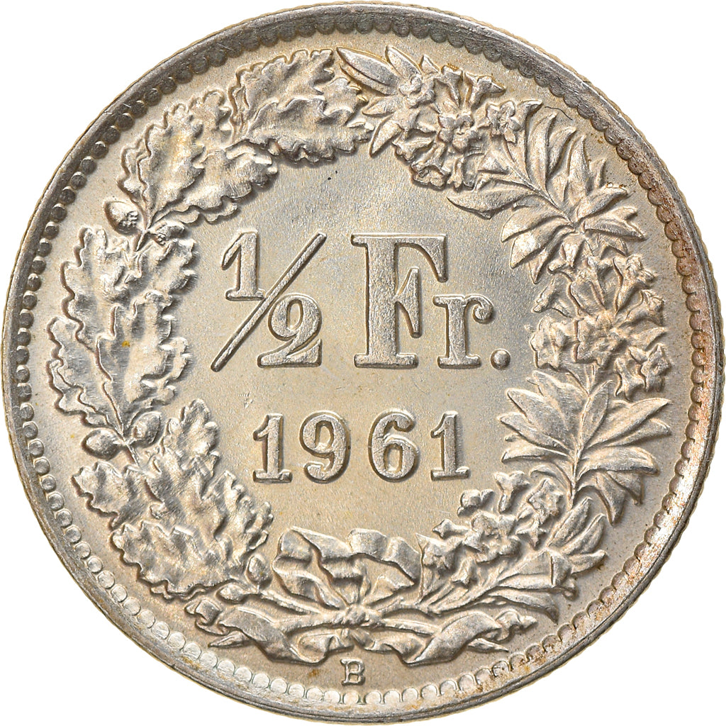 Coin, Switzerland, 1/2 Franc, 1961, Bern, MS(63), Silver, KM:23