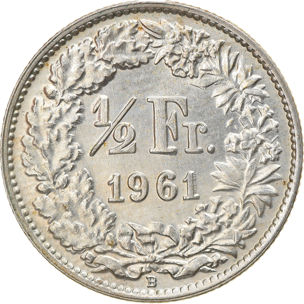 Münze, Schweiz, 1/2 Franc, 1961, Bern, UNZ, Silber, KM:23