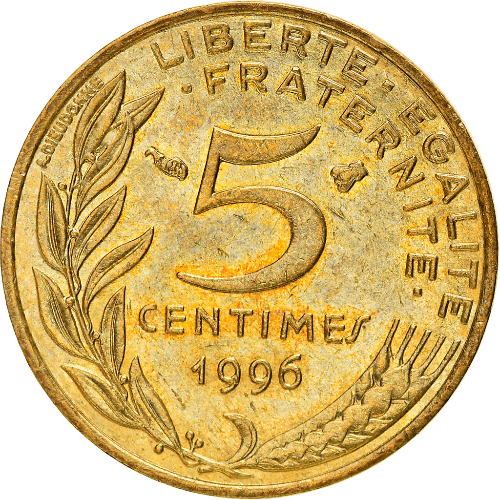 Moneta, Francia, Marianne, 5 Centimes, 1996, Paris, MB+, Alluminio-bronzo