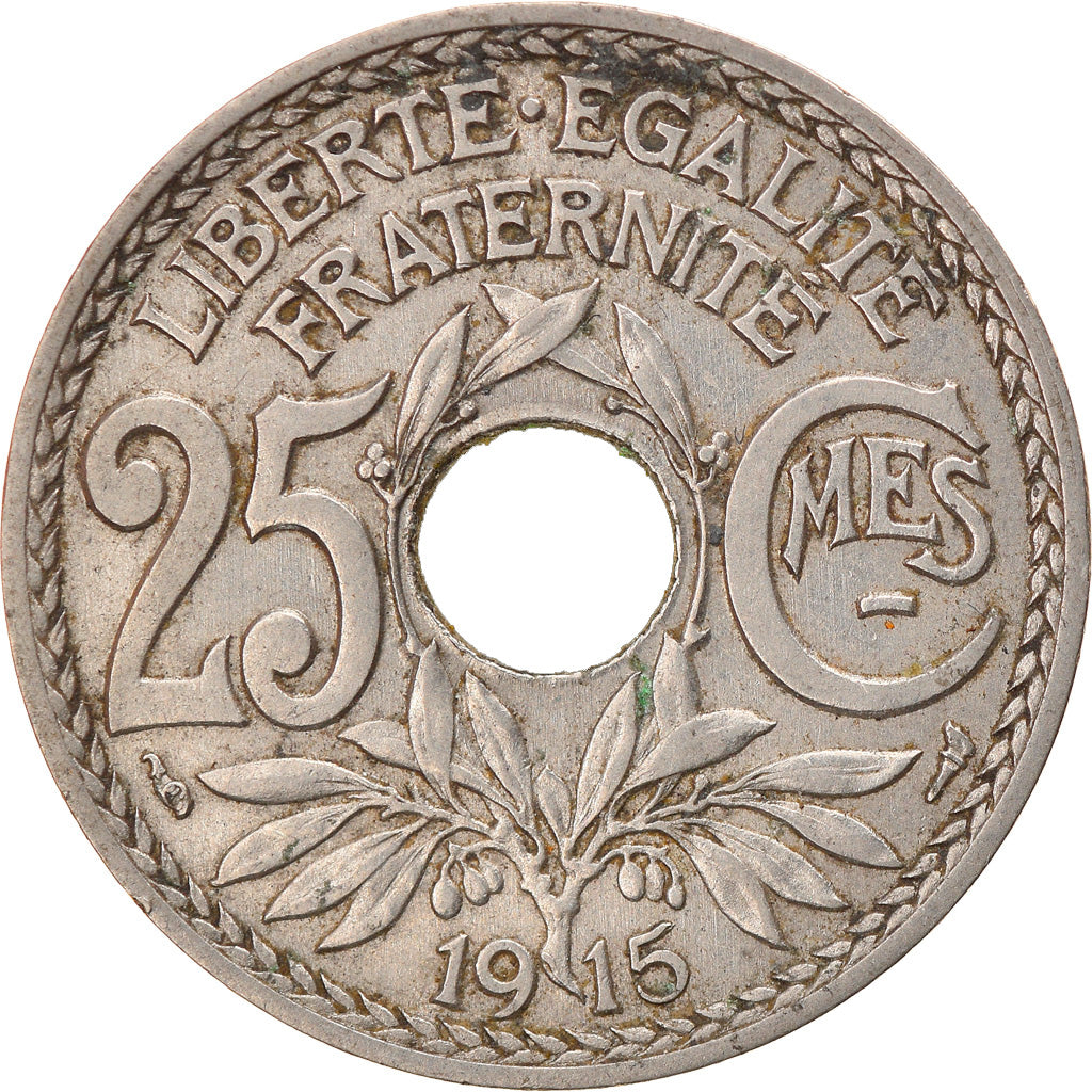 Moneta, Francia, Lindauer, 25 Centimes, 1915, MB+, Nichel, KM:867, Gadoury:379