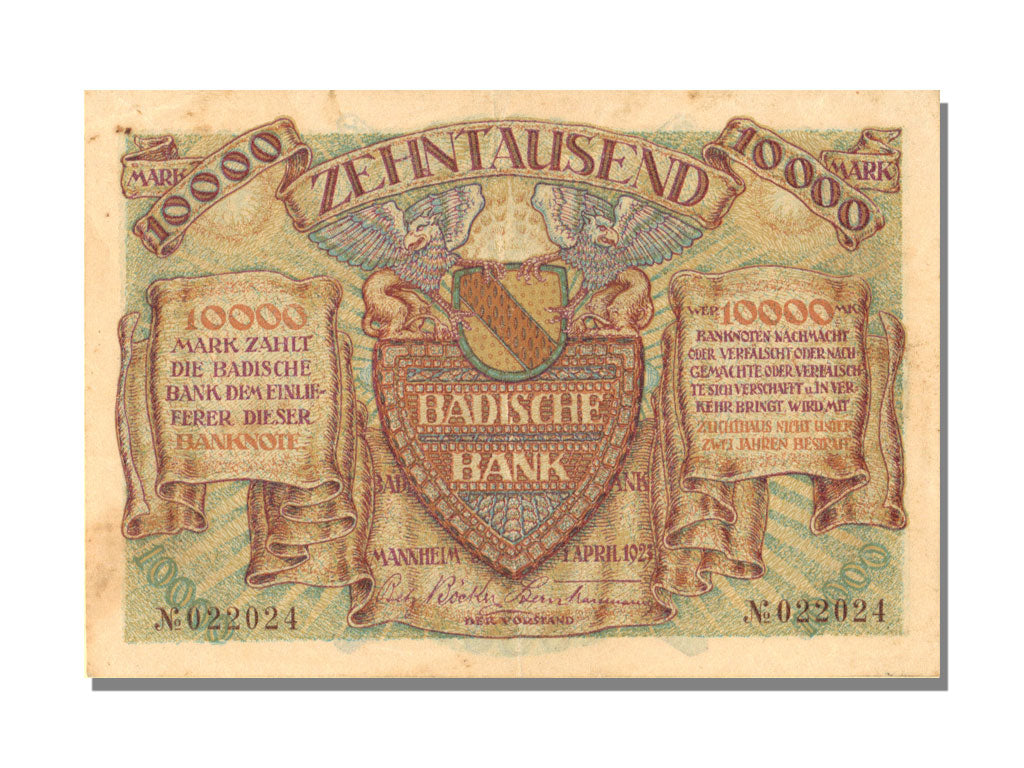 German States, 10,000 Mark, 1923, KM #S910, 1923-04-01, AU(55-58)
