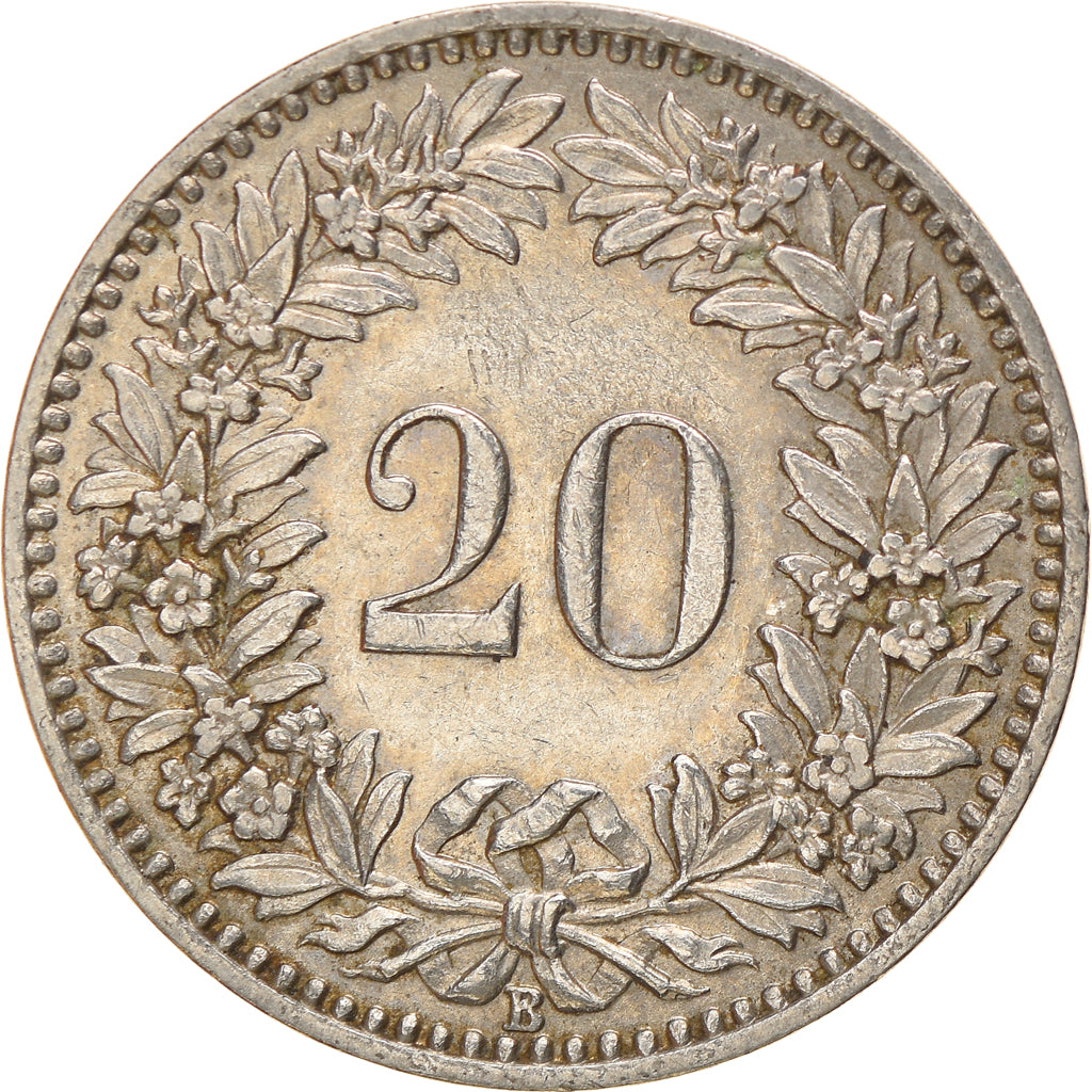 Coin, Switzerland, 20 Rappen, 1924, Bern, EF(40-45), Nickel, KM:29