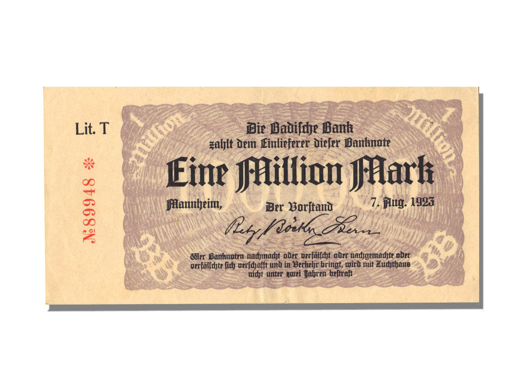 German States, 1 Million Mark, 1923, KM #S912, 1923-08-07, UNC(65-70)