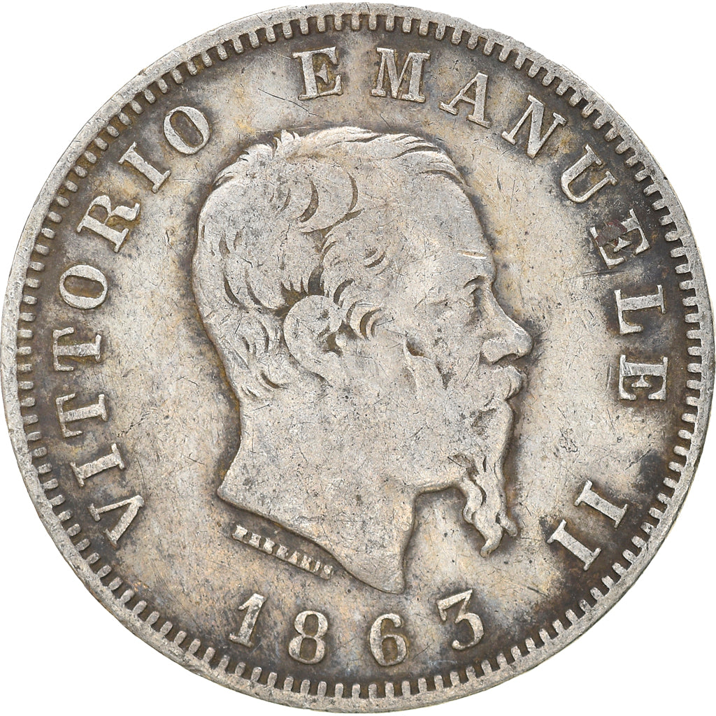 Coin, Italy, Vittorio Emanuele II, Lira, 1863, Milan, EF(40-45), Silver, KM:5a.1