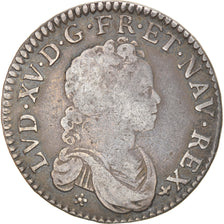 Monnaie, France, Louis XV, 1/2 Écu Vertugadin, 1/2 ECU, 44 Sols, 1716, Dijon